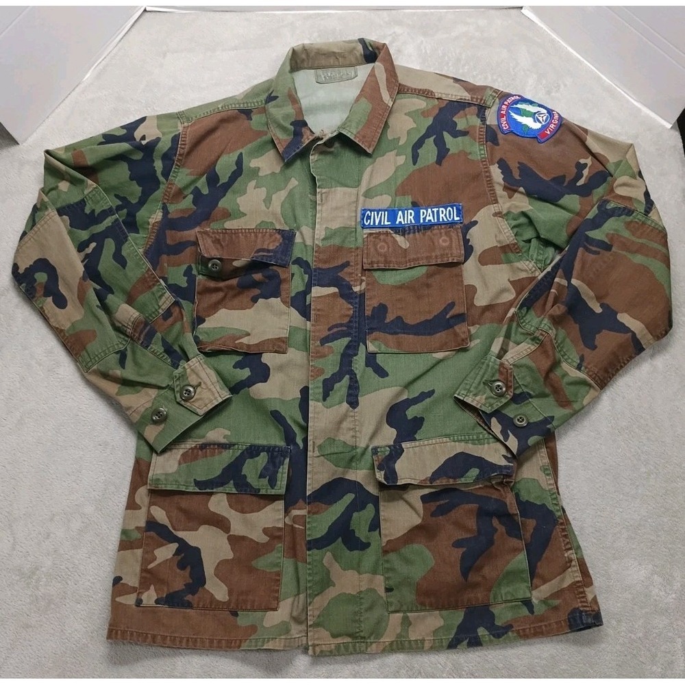 Vtg Camo VA Civil Air Patrol Uniform Camouflage Shirt Mens Size Medium Long.